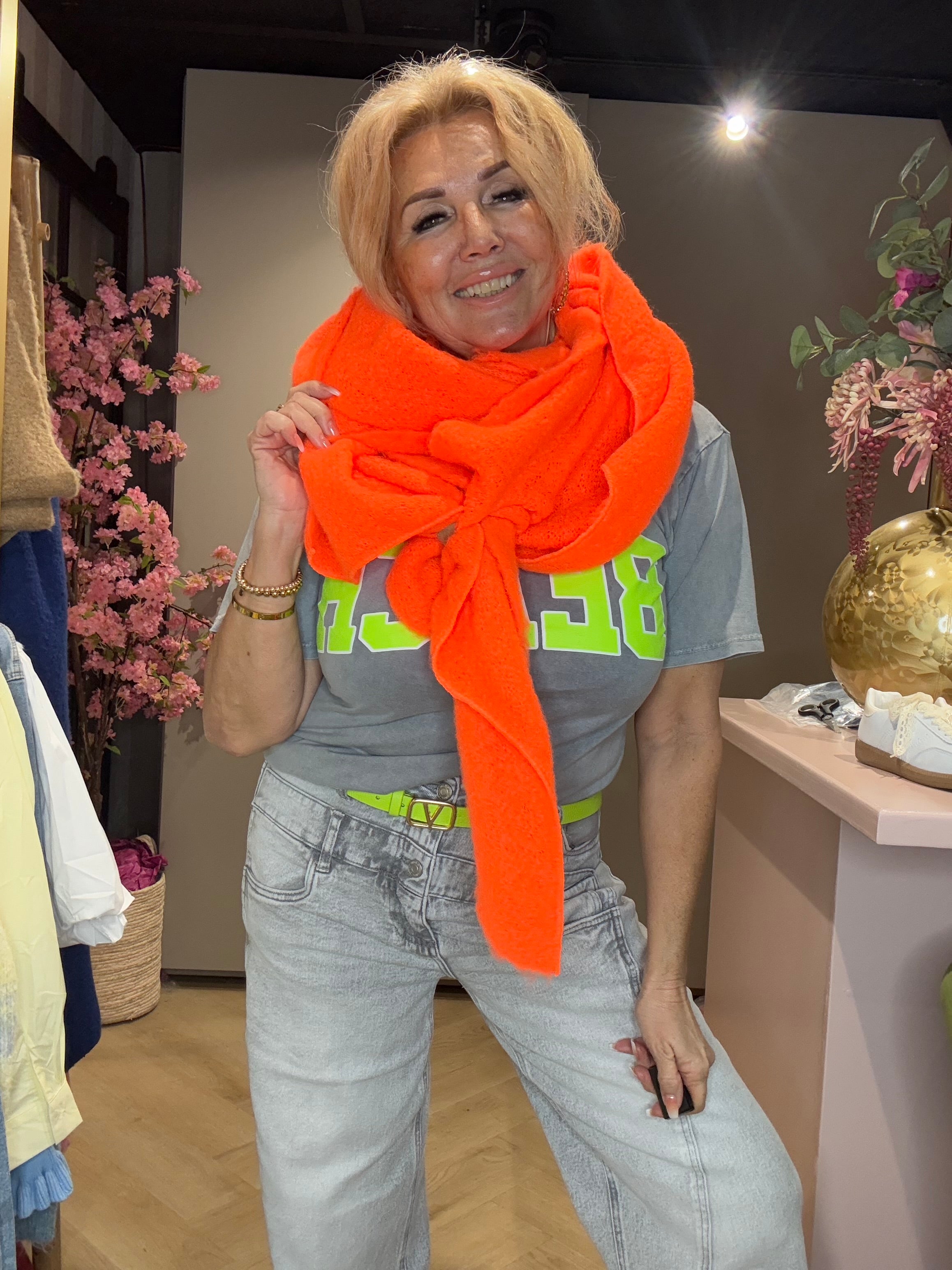 Sjaal met Leren Lusje Oranje